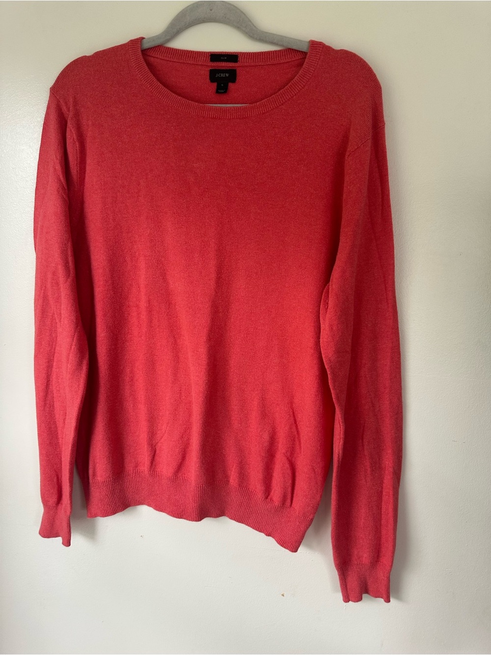 J.Crew Men’s Small Coral Pink Slim Fit Cotton-Cashmere Crew Neck Sweater